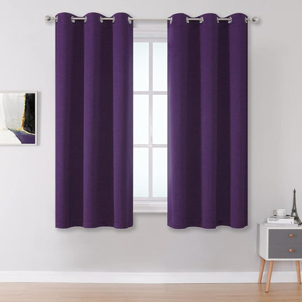 DUALIFE Purple Blackout Curtains for Kitchen Windo