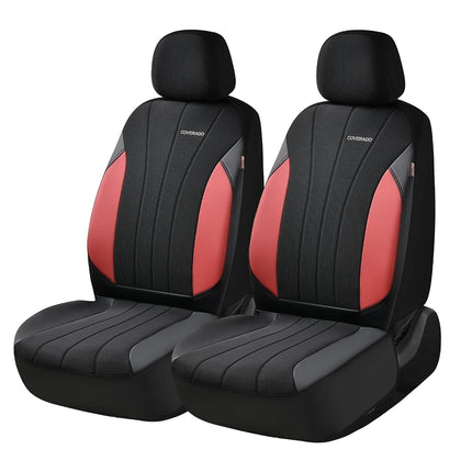 Coverado Seat Covers 2-Pack, Waterproof Car Seat Covers, PU Leather & Breathable Mesh Seat Protectors, 2 Seats Automotive Seat Covers, Universal Fit for SUVs, Trucks, Sedans