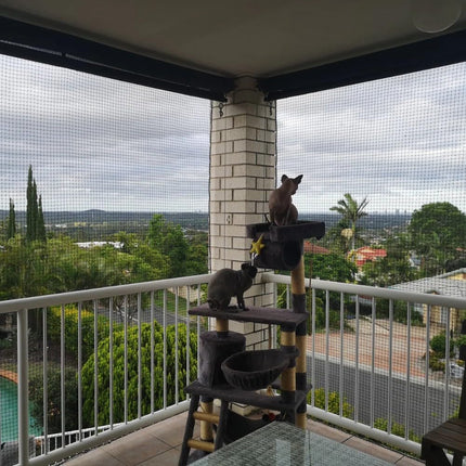Vocray Cat Netting Balcony 3x6 M, No Steel Wire, Catio Cat Outdoor Enclosure, Anti-Fall Pet Fence Barrier for Garden, Balconies, Windows, Stair, Patios