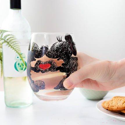 Verre à vin sans pied Silver Buffalo Disney Mickey et Minnie Cœur classique à paillettes, 590 ml