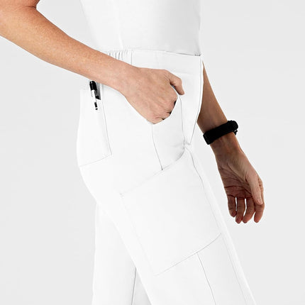 WonderWink Women's Flat Front Cargo Pant, White, Small