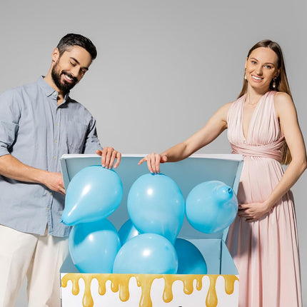 AmazingSpark 28in Jumbo Gender Reveal Gift Box Kit with Oversized Box Giant Pull Bows for Gender Reveal Baby Shower Birthday Party Decor(What Will Baby Bee)