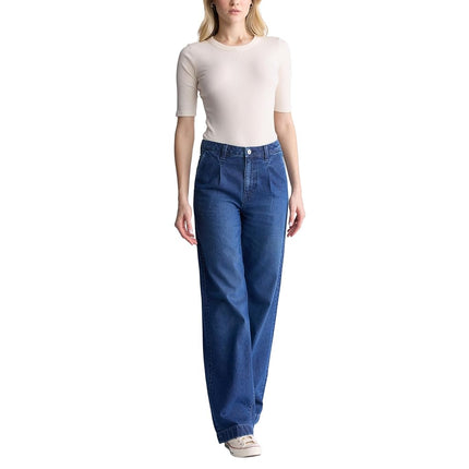 Buffalo David Bitton Women's Addie High Rise Wide Leg Jeans, Indigo Contrast, 28