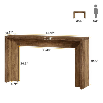 Tribesigns Farmhouse Console Table, 140 cm Wooden Sofa Table with Storage for Entrance, Foyer, Hallway, Living Room, Easy Assembly, Rustic Brown