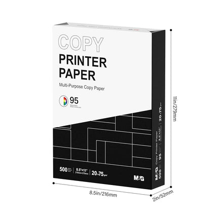 M&G Multipurpose Copy Printer Paper, 8.5 x 11, 20lb, 1 Ream (500 Sheets), 95 Bright, White