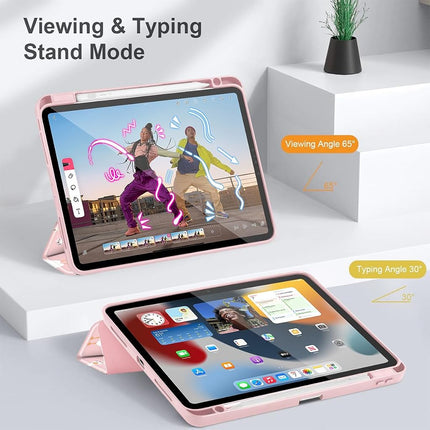 May Chen for iPad Pro 13 Inch Case M5 2025 / M4 2024, Built Pencil Holder & Clear Transparent Print Back Shell Slim Stand Shockproof Tablet Cover, Auto Wake/Sleep, Goose Flower