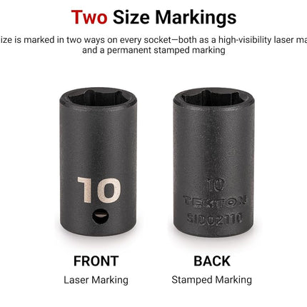 TEKTON 1/2 Inch Drive 6-Point Impact Socket Set, 23-Piece (10-32 mm) | SID92322