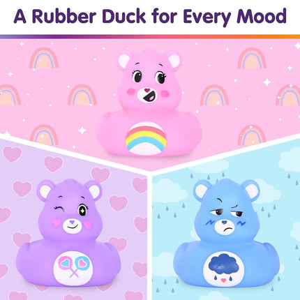 Care Bears Rubber Ducks – Collectible Character Toys for Bath, Gifting, and Car Dashboards – Cheer Bear, Grumpy Bear & Share Bear – 3 Pack