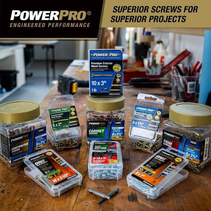 Power Pro 42481 Wood Screws, #9 x 2-1/2", Epoxy Coated, Torx/Star Drive Included, Coarse Thread, Decking Screws, Outdoor Rust Resistant, Bronze, 50pcs