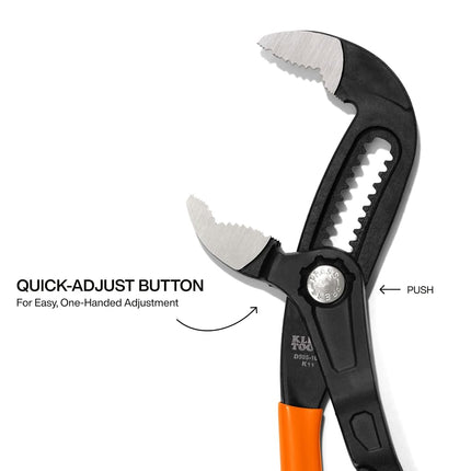 Klein Tools D50510B Pump Pliers, Klaw Quick-Adjust, Curved Jaw, Hardened Teeth for Maximum Torque, 10-Inch