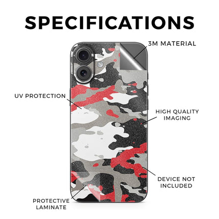 Glossy Glitter Phone Skin Compatible with Apple iPhone 16 Plus - Red Camo - Premium 3M Vinyl Protective Wrap Decal Cover - Easy to Apply | Crafted in The USA by MightySkins
