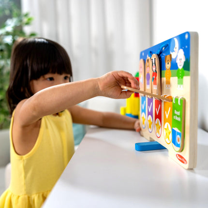 Melissa & Doug Wooden My Daily Day & Night Routines Chart – Double-Sided Interactive Board with Flip Tabs – Early Learning Toy for Kids Age 3 Plus - FSC Certified