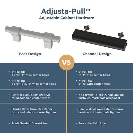 Franklin Brass P44368-FB-B Square Bar Adjusta Cabinet Pull, Matte Black, 1-3/8"-6-5/16" (35mm/160mm) CTC