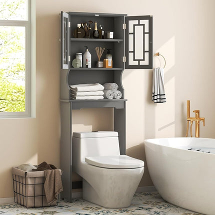 Byroce Toilet Storage Cabinet, Large, Grey