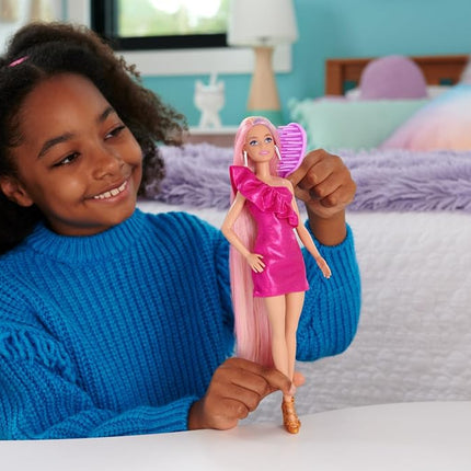 Barbie Fun & Fancy Set, Fashion Doll with Extra-Long Color-Streaked Blonde Hair, Clothes & Styling Accessories, JDC85