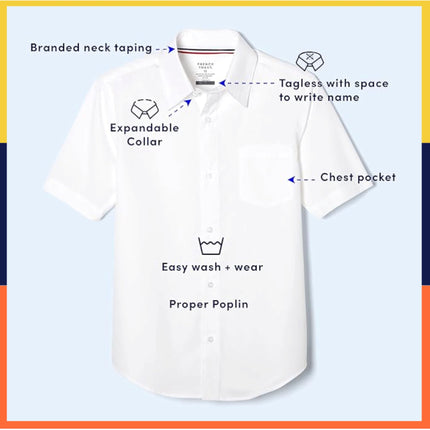 French Toast Boys' Se9005y Dress Shirt, White, S