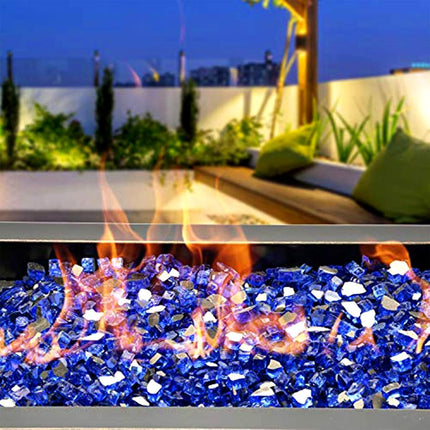 Mr. Fireglass 1/4 inch Reflective Fire Glass for Fireplace Fire Pit and Landscaping 10 lb High Luster Cobalt Blue