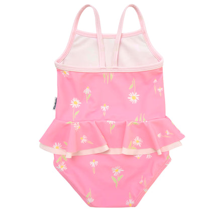 Traje de baño de una pieza para bebé niña Gerber, margaritas rosadas, 0-3 meses