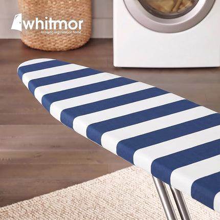 Whitmor Ironing Board Cover and Pad, Cotton, White + Blue, 54" x 15"