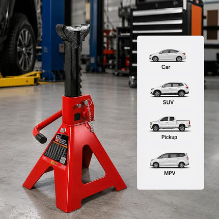 BIG RED T46202 Torin Steel Jack Stands: 6 Ton (12,000 lb) Capacity, Red, 1 Pair