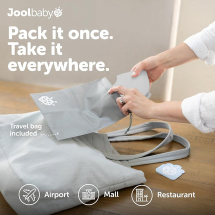 Jool Baby Folding Travel Potty Training Seat for Toddlers, Fits Round & Oval Toilets, Non-Slip Suction Cups, Includes Free Travel Bag (Grey)