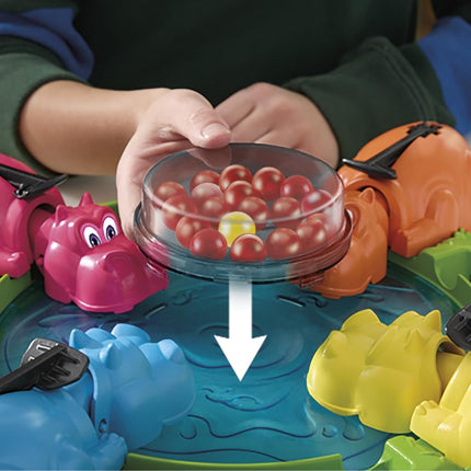 Juego Hasbro Gaming Hipopótamos Hambrientos para preescolares | Relanzamiento instantáneo de canicas, fácil montaje y almacenamiento | Para mayores de 4 años | De 2 a 4 jugadores | Juegos para niños