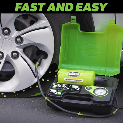 Slime 50159 Flat Tire Repair Kit, Smart Spair Ultra All-in-One Solution Repairs & Inflates, Truck/SUV, 15 Minute Fix