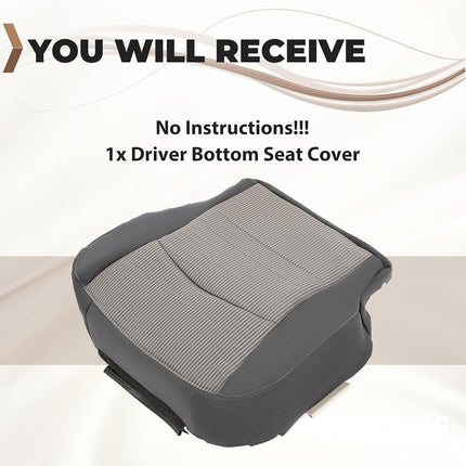 ECOTRIC Car Seats Cover, Driver Side Bottom Cloth Seat Cover for 2009 2010 2011 2012 Dodge Ram 1500 SLT - LH Side Dark Gray
