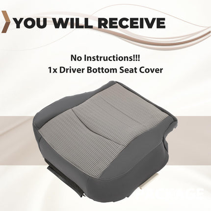 ECOTRIC Car Seats Cover, Driver Side Bottom Cloth Seat Cover for 2009 2010 2011 2012 Dodge Ram 1500 SLT - LH Side Dark Gray