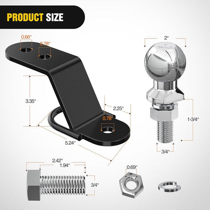 Nilight ATV/UTV Three-Way Hitch with 2 Inch Ball 3500lbs 3 Trailer Hitch Ball Mount Lawn Mover Hitch ATV UTV Trailer Hitch Adapter 3" Drop/Rise 3 Mounting Options