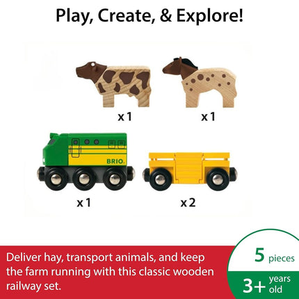BRIO World Farm Engine Train Toy for Kids Age 3 Years Up - Wooden Railway Add On Accessories