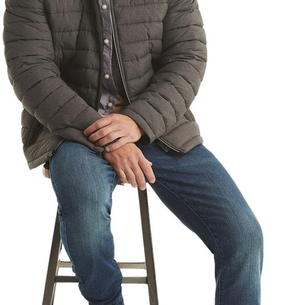 Chaqueta de plumón acolchada reversible para hombre Nautica – Abrigo de invierno elástico mecánico de peso medio, gris carbón jaspeado, XXL