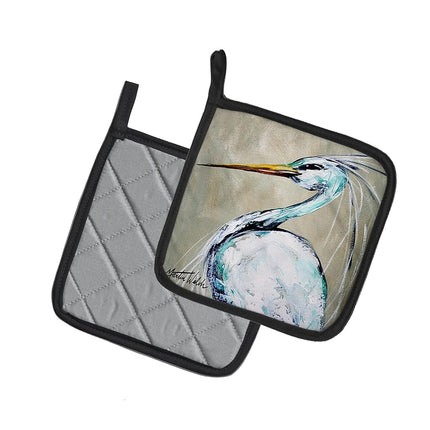 Caroline's Treasures Blue Heron Smitty's Brother Pair of Pot Holders MW1132PTHD, Fabric, Multicolor