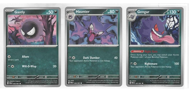 Gengar 057/091 - Paldean Fates � Pokemon � Evolution Card Lot - Set Gastly Haunter