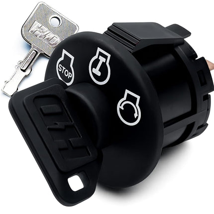 Interruptor de encendido de arranque HD SIN faros, 3 posiciones, reemplaza a John Deere AM132808 AM122881 LT133 LT155 LT166 LT190 LTR155 LTR166 G100 SST15 SST16 SST18 con 1 paraguas, 1 llave de acero y mosquetón
