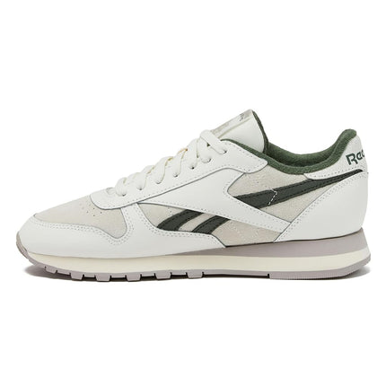 Reebok Men's Classic Leather Sneakers, Chalk/Chalk/Breakaway Green, 5.5 UK