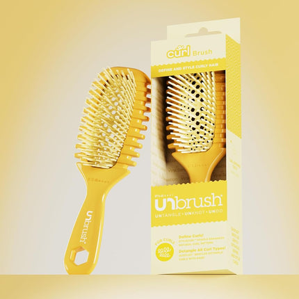 FHI Heat UNbrush Curl Defining Brush — Wavy, Coily, and Curly Hair Brush with DuoFlex Bristles & StyleCurl Handle — for Gentle Detangling & Faster Styling on Wet Hair - Golden Hour