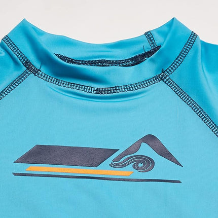 Kanu Surf Camiseta de baño de protección solar UPF 50 para niños, modelo Paradise, color Hangout Aqua, talla 10