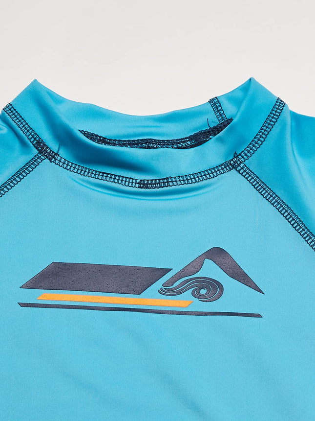 Kanu Surf Boys Paradise Upf50Sun Protective Rashguard Swim Shirt, Hangout Aqua, 14-16