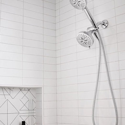 Moen Hydro Energetix Combo de Cabezal de Ducha Doble de Alta Presión con Pulverizador de Mano, 8 Configuraciones de Rociado para el Cabezal de Ducha, Acabado Cromado, 200C0