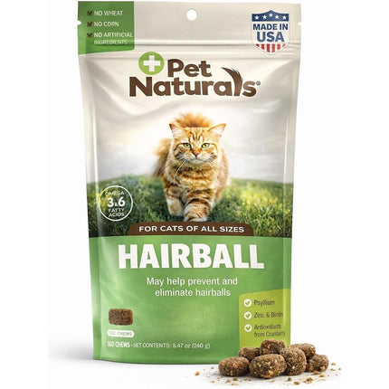 Pet Naturals of Vermont - Hairball, Daily Digestive, Skin and Coat Support for Cats, 160 Bite-Sized Chews
