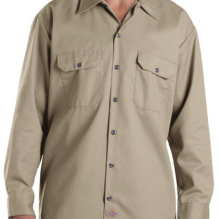 Dickies Men's Big and Tall Long Sleeve Work Shirt, Desert Sand V1, S