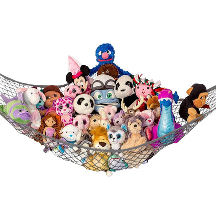 Lilly's Love Stuffed Animal Hammock | Corner Hanging Organizer, Toy Storage, Stuffed Animal Storage Net | Made From Quality Fishing Net, Holds 12lbs | 67"x47"x47" (Gray)