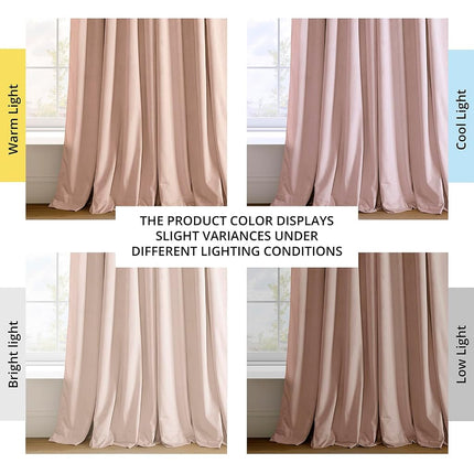 HPD Half Price Drapes Signature Velvet Thermal Blackout Curtains for Living Room 120 Inch Long (1 Panel) Rod Pocket Insulated Blackout Curtains for Bedroom Window Curtains, 50W x 120L, Rosey Dawn