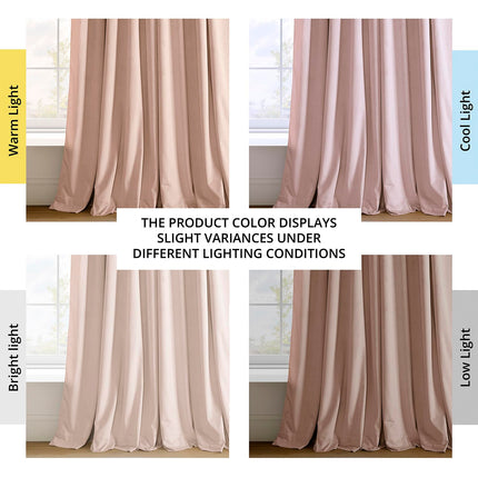 HPD Half Price Drapes Signature Velvet Thermal Blackout Curtains for Living Room 120 Inch Long (1 Panel) Rod Pocket Insulated Blackout Curtains for Bedroom Window Curtains, 50W x 120L, Rosey Dawn