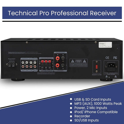 Technical Pro 1000 Watts Professional Home Theater Receiver System Kit