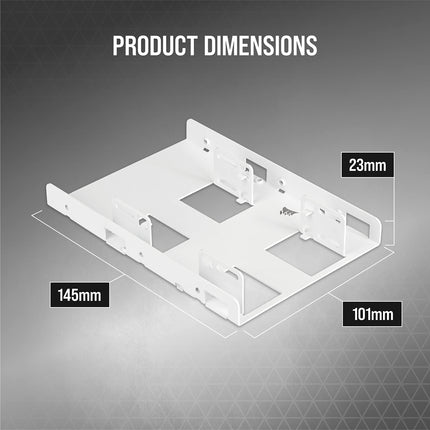 Corsair Dual SSD Mounting Bracket (3.5” Internal Drive Bay to 2.5", Easy Installation) White
