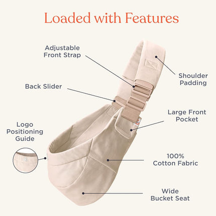 Ergobaby Upsie Hip Sling – Natural Beige Baby Carrier – Lightweight, Adjustable Sling for Toddlers – Breathable & Ergonomic Design