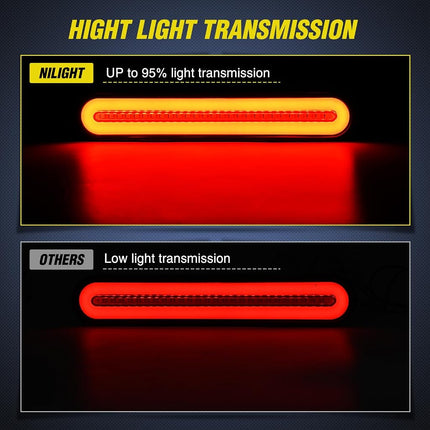 Nilight Trailer Tail Light Bar with 3-in-1 Running Stop Turn Signals Brake Light 2 Pack 9 Inch 100 LED Red & Amber Sequential Led Strip Light for Trailer RV Truck Boat Pickup SUV, 2 Years Warranty