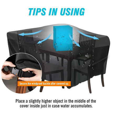 Velway Patio Table Cover Rectangle Waterproof Patio Furniture Cover for Outdoor Table and Chairs 84”Lx52”Wx29”H Oxford Dining Table Cover Tear-Resistant Wind Dust Proof Furniture Set Covers for Winter